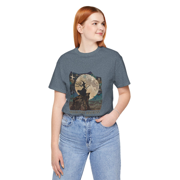Moonlight Mistress Unisex Tee, Spellbinding Moonlit Night Shirt, Lunar Magic T-Shirt, Celestial Print Top, Witchy Graphic Tee
