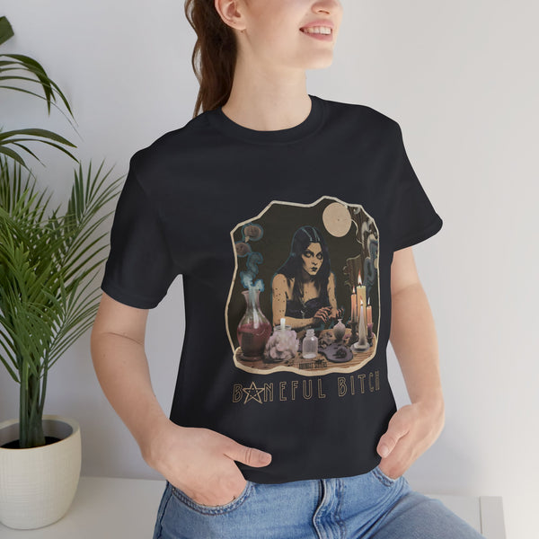 Witchcraft Tee, Vintage Baneful Bitch Shirt for Moody Magic Lovers, Dark Side Apparel, Unisex Jersey Short Sleeve T-Shirt. Alternative