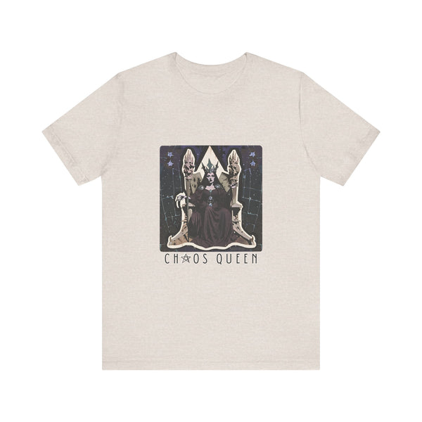 Chaos Queen Unisex Tee, Dark Sorceress T-Shirt, Mystic Vibes Shirt, Gothic Throne Top, Skulls Graphic Tee