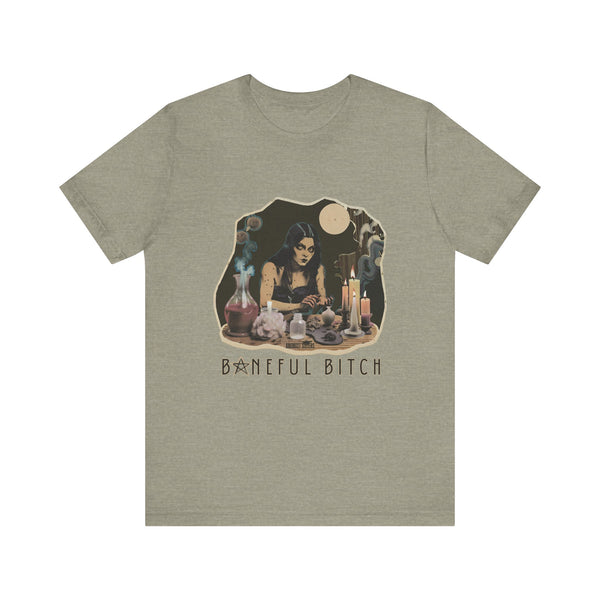 Witchcraft Tee, Vintage Baneful Bitch Shirt for Moody Magic Lovers, Dark Side Apparel, Unisex Jersey Short Sleeve T-Shirt. Alternative