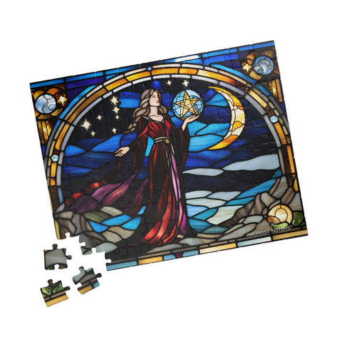 Puzzle - Celestial Witch in Velvet Robe with Orb and Crescent Moon - 110 Pieces