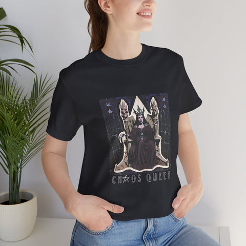 Chaos Queen Unisex Tee, Dark Sorceress T-Shirt, Mystic Vibes Shirt, Gothic Throne Top, Skulls Graphic Tee